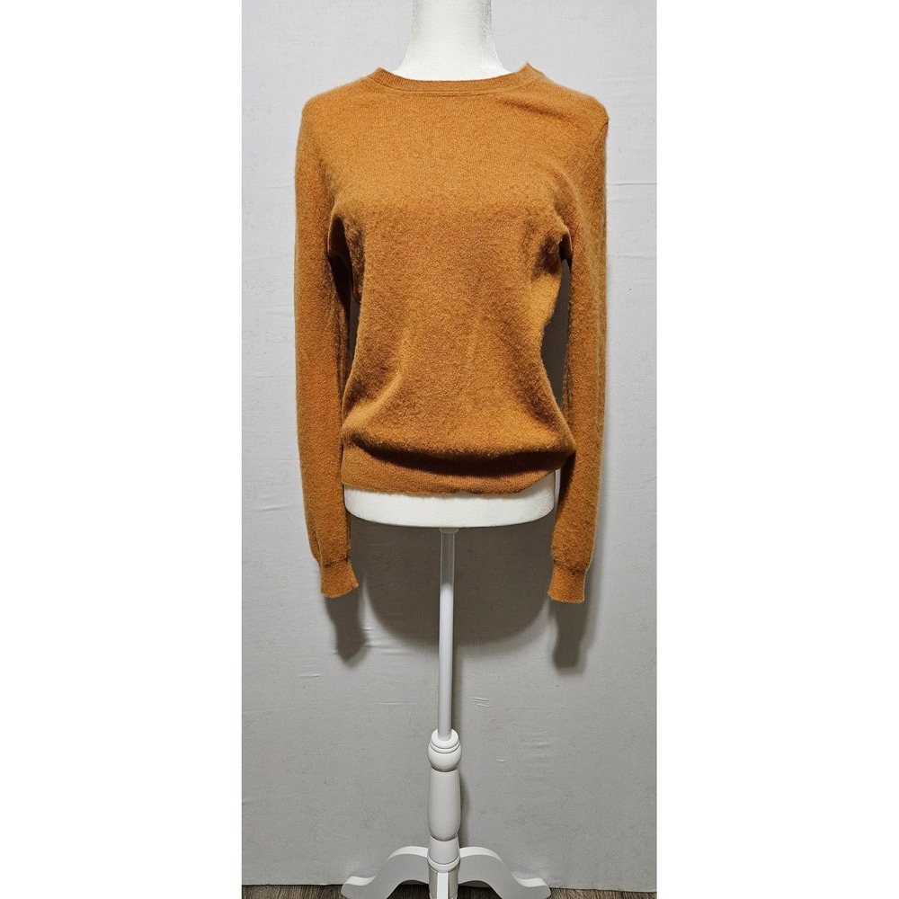 Womens Mustard Yellow Crewneck Knit Pullover Sweater Long Sleeve Ochre Medium